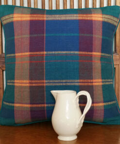 Dark Jade & Forest Green Blue Madras Plaid Cushion 32x32cm